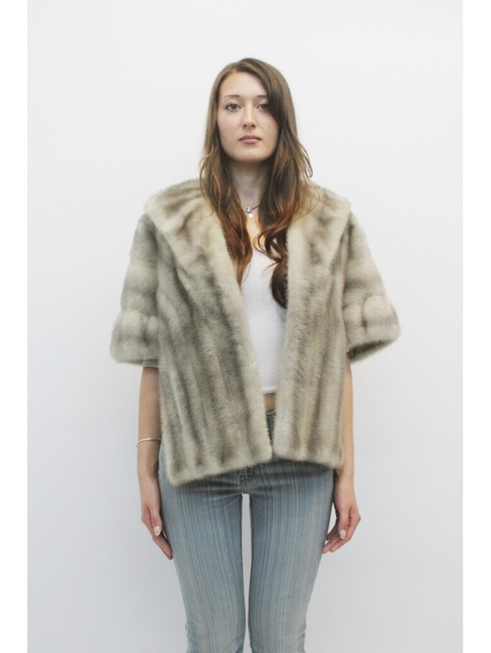 EXCELLENT CANADIAN SAPPHIRE MINK FUR STOLE WRAP SIZE 18" X 58" NEW LINING!